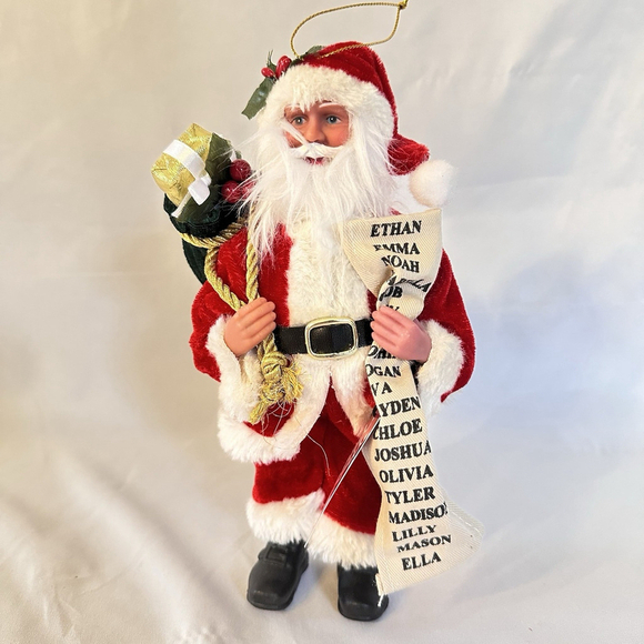 Other - SANTA WITH LIST AND GIFTS LARGE 8 INCH CHRISTMAS ORNAMENT NEW WITH TAGS